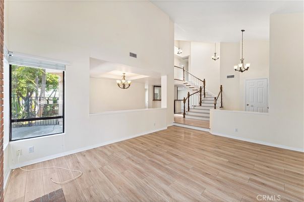 Chandelier, Empty room, Interior, Wood Texture Flooring