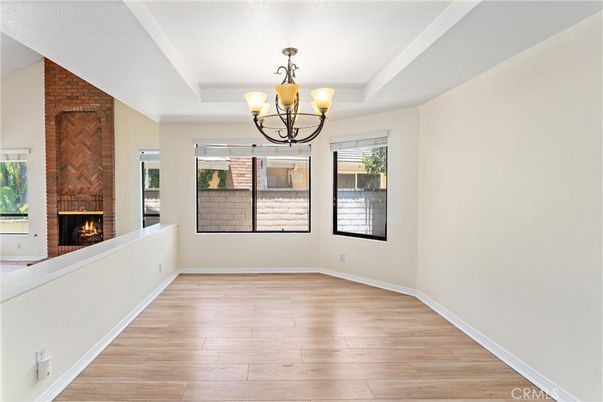 Chandelier, Empty room, Fireplace, Interior, Wood Texture Flooring