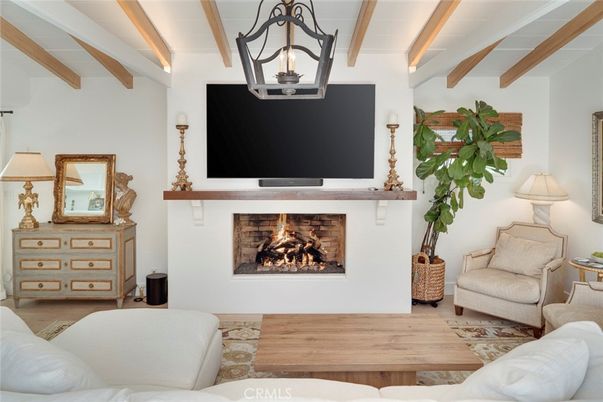 Fireplace, Interior, Living room, Wooden Beams, Wood Texture Flooring