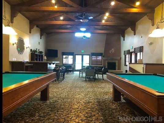 Billiard Table, Fireplace, Game Room, Interior, Pendant Lights, Recessed Lighting, Wooden Beams