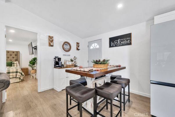 Dining room, Interior, Recessed Lighting, Wood Texture Flooring
