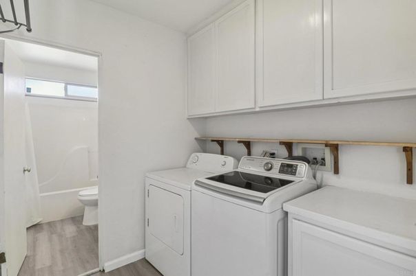 Interior, Washer, Wood Texture Flooring