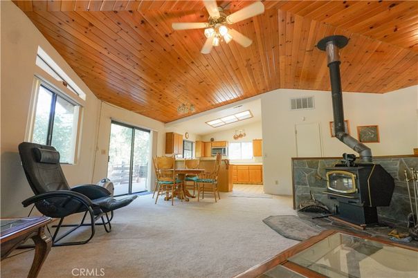 Dining room, Fireplace, Interior, Wooden Ceilings