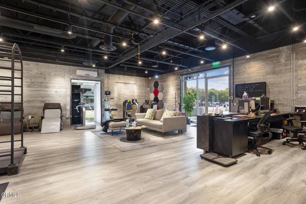 Home Office, Interior, Living room, Recessed Lighting, Wood Texture Flooring, Wooden Walls