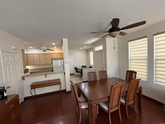 Dining room, Interior, Kitchen, Recessed Lighting, Wood Texture Flooring