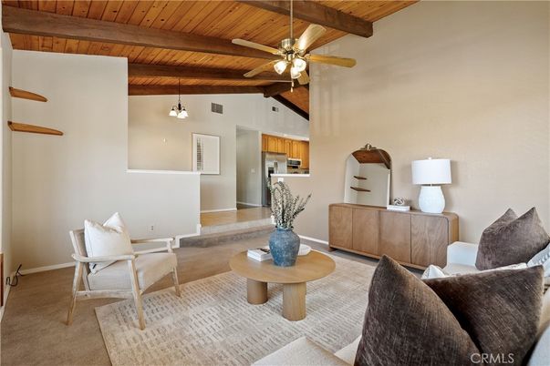 Interior, Kitchen, Living room, Pendant Lights, Stainless Steel Appliances, Wooden Beams, Wooden Ceilings