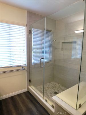 Bathroom, Glass Shower, Interior, Wood Texture Flooring