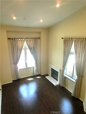 Empty room, Fireplace, Interior, Recessed Lighting, Wood Texture Flooring