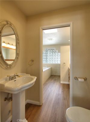 Bathroom, Interior, Recessed Lighting, Wood Texture Flooring