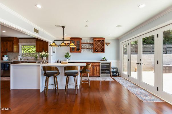 Interior, Kitchen, Pendant Lights, Recessed Lighting, Wood Texture Flooring