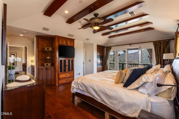 Bedroom, Interior, Recessed Lighting, Wooden Beams, Wood Texture Flooring