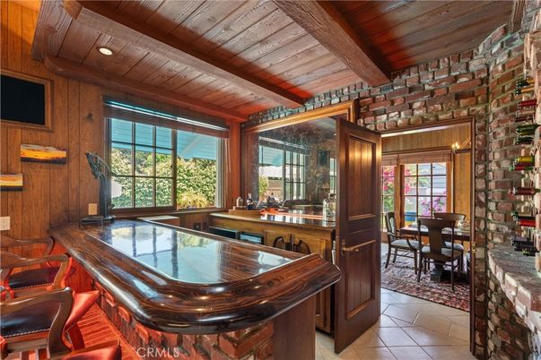 Dining room, Hot Tub, Interior, Recessed Lighting, Stone Walls, Wooden Beams, Wooden Ceilings, Wooden Walls