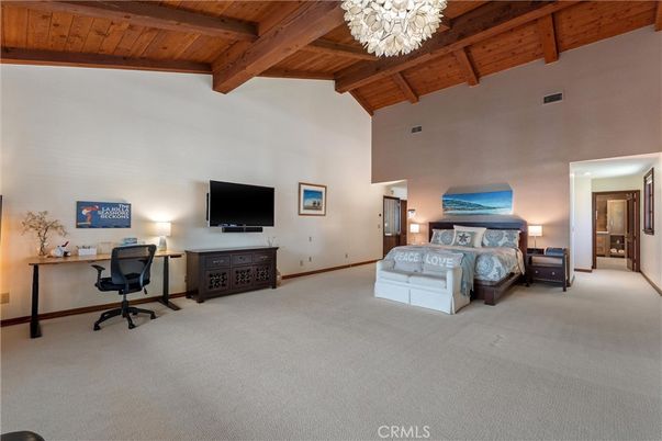 Bedroom, Chandelier, Home Office, Interior, Wooden Beams, Wooden Ceilings