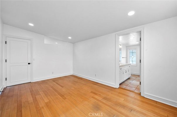 Bathroom, Empty room, Interior, Recessed Lighting, Wood Texture Flooring