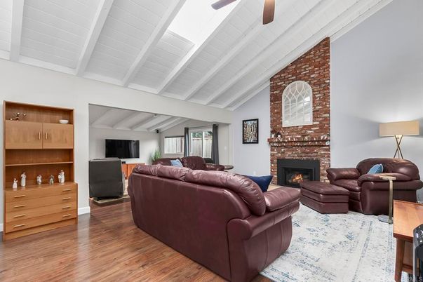 Fireplace, Interior, Living room, Stone Walls, Wood Texture Flooring