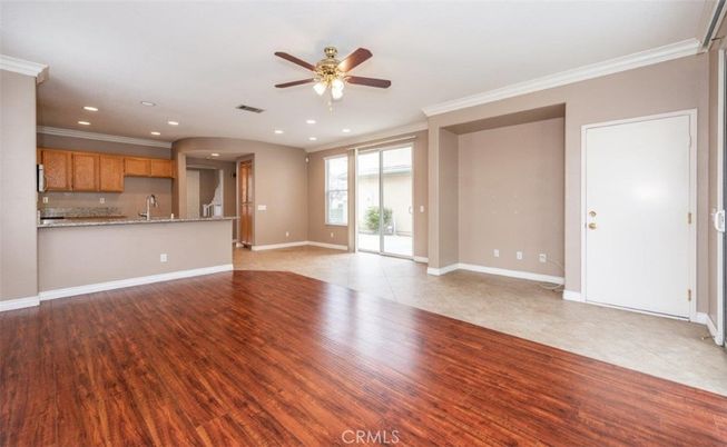 Empty room, Interior, Kitchen, Recessed Lighting, Wood Texture Flooring