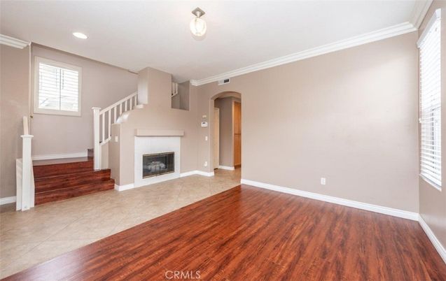 Empty room, Fireplace, Interior, Recessed Lighting, Wood Texture Flooring