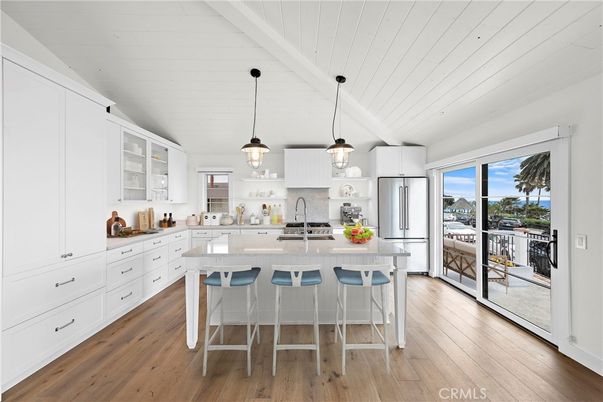 Interior, Kitchen, Pendant Lights, Stainless Steel Appliances, Wood Texture Flooring