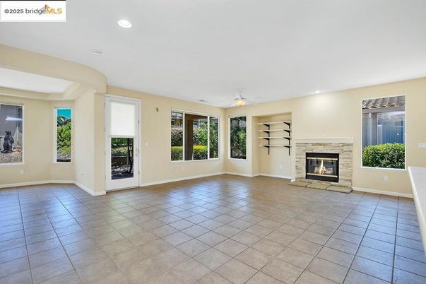 Empty room, Fireplace, Interior, Recessed Lighting