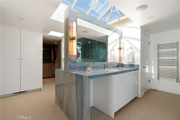 Bathroom, Dual Sink Vanities, Glass Ceilings, Interior, Recessed Lighting