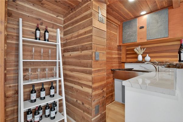 Interior, Recessed Lighting, Wine Storage, Wooden Ceilings, Wood Texture Flooring, Wooden Walls