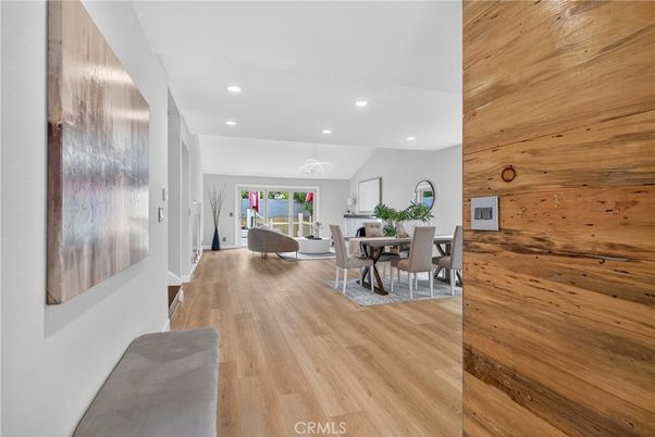 Dining room, Interior, Recessed Lighting, Wooden Ceilings, Wood Texture Flooring, Wooden Walls