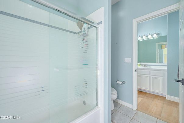 Bathroom, Glass Shower, Interior, Wood Texture Flooring