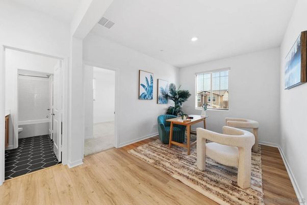 Home Office, Interior, Recessed Lighting, Wood Texture Flooring