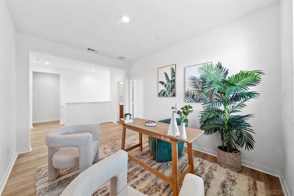 Home Office, Interior, Recessed Lighting, Wood Texture Flooring