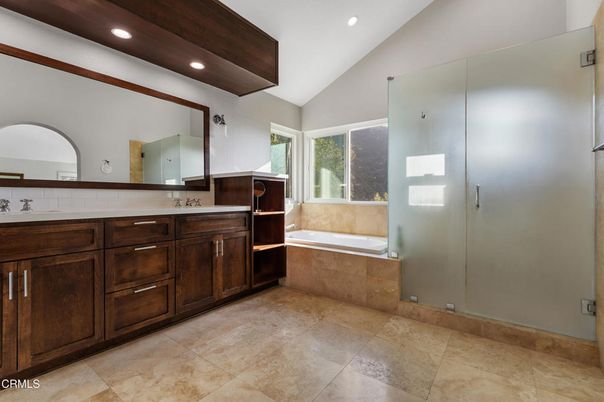 Bathroom, Dual Sink Vanities, Glass Shower, Interior, Recessed Lighting