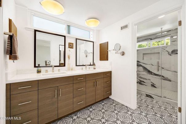 Bathroom, Dual Sink Vanities, Glass Shower, Interior