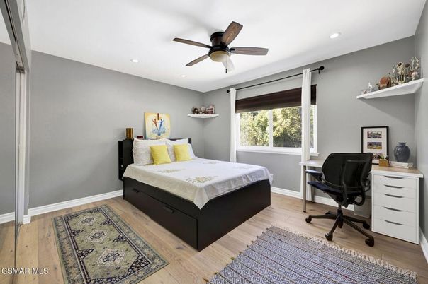 Bedroom, Home Office, Interior, Recessed Lighting, Wood Texture Flooring