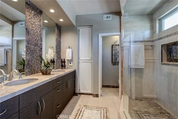 Bathroom, Dual Sink Vanities, Glass Shower, Interior, Recessed Lighting