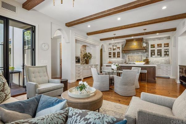 Dining room, Interior, Kitchen, Living room, Pendant Lights, Recessed Lighting, Wooden Beams, Wood Texture Flooring