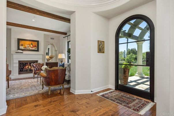 Fireplace, Interior, Recessed Lighting, Wooden Beams, Wood Texture Flooring