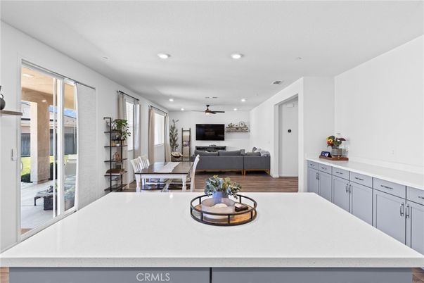Dining room, Interior, Living room, Recessed Lighting, Wood Texture Flooring