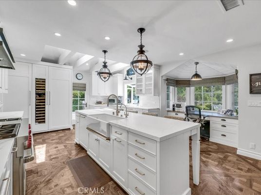 Chandelier, Interior, Kitchen, Pendant Lights, Recessed Lighting, Wood Texture Flooring