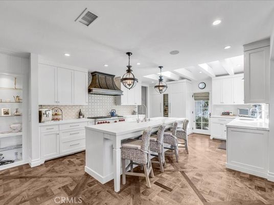 Interior, Kitchen, Pendant Lights, Recessed Lighting, Wood Texture Flooring
