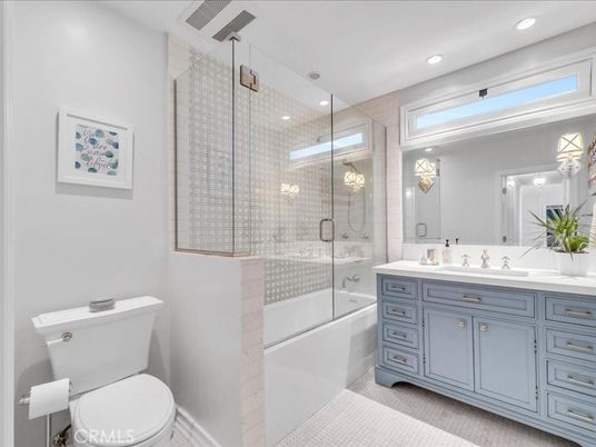 Bathroom, Glass Shower, Interior, Recessed Lighting
