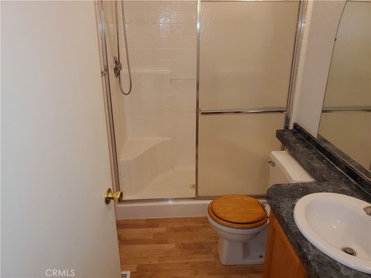 Bathroom, Glass Shower, Interior, Wood Texture Flooring