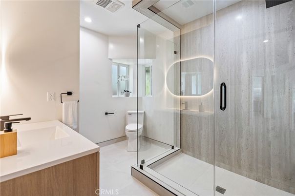 Bathroom, Glass Shower, Interior, Recessed Lighting