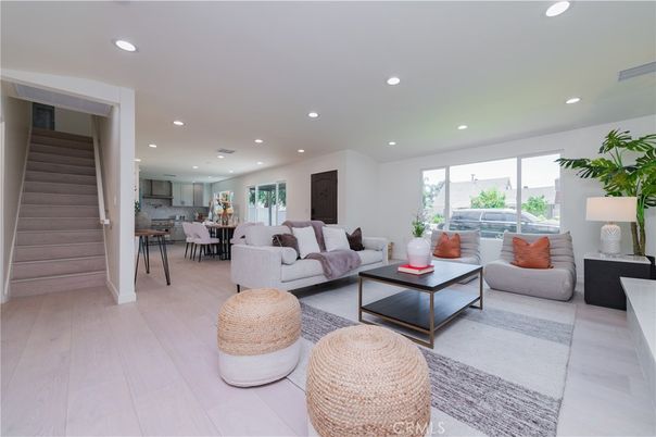 Dining room, Interior, Kitchen, Living room, Recessed Lighting, Wood Texture Flooring