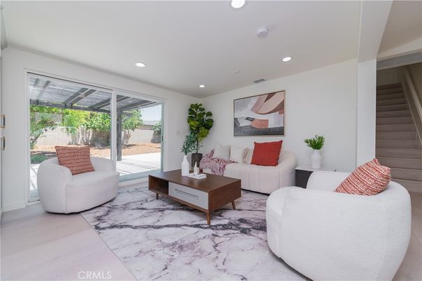 Interior, Living room, Marble, Recessed Lighting, Wood Texture Flooring