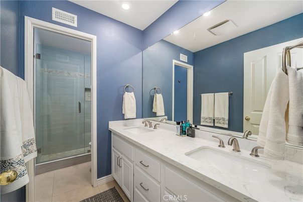 Bathroom, Dual Sink Vanities, Glass Shower, Interior, Recessed Lighting
