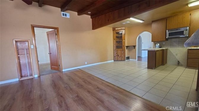 Interior, Kitchen, Recessed Lighting, Wooden Beams, Wooden Ceilings, Wood Texture Flooring