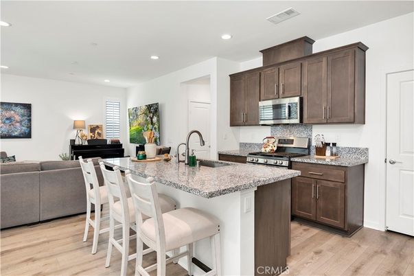 Interior, Kitchen, Living room, Recessed Lighting, Stainless Steel Appliances, Wood Texture Flooring