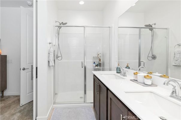 Bathroom, Dual Sink Vanities, Glass Shower, Interior, Recessed Lighting