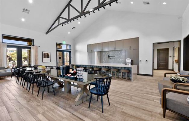 Dining room, Interior, Kitchen, Recessed Lighting, Wood Texture Flooring