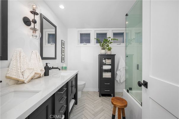 Bathroom, Dual Sink Vanities, Glass Shower, Interior, Recessed Lighting