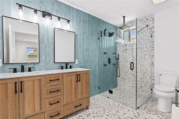 Bathroom, Dual Sink Vanities, Glass Shower, Interior
